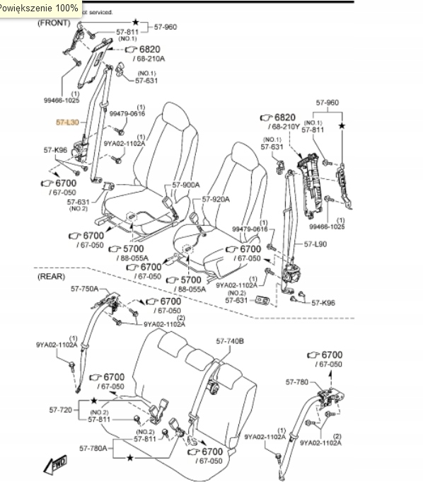 фото №5, Pas безопасности, натяжитель оригинальный номер mazda 2 dj, mazda cx-3 dk db2p57l30c