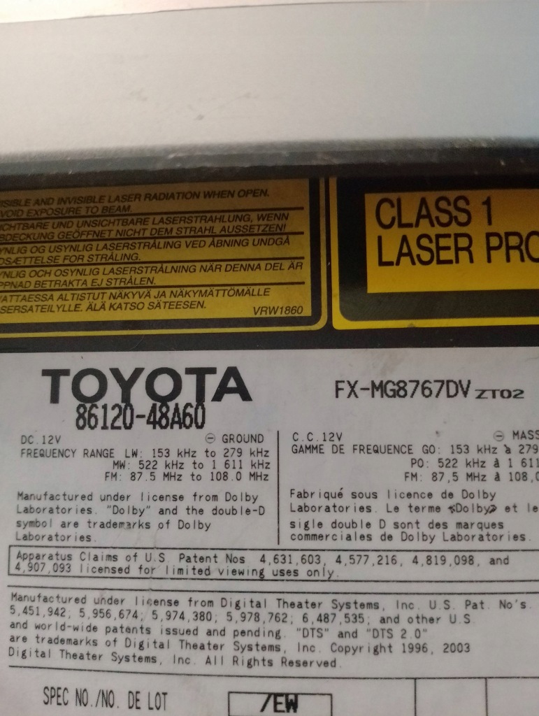 Радіо lexus rx 86120-48a60 Зі Шроту