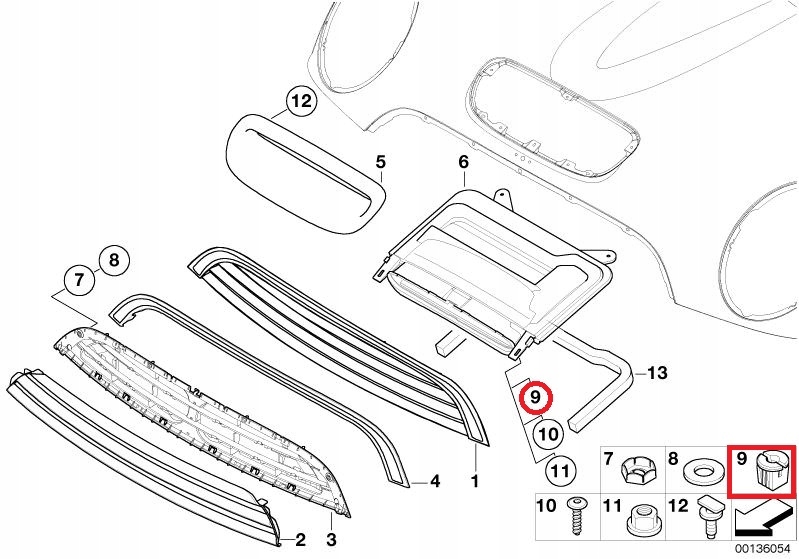 фото №3, Гайка ґрати бампера mini r52 r53 оригінал