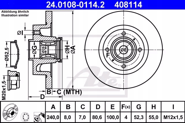 фото №6, Ate тормозные диски задняя 240mm renault clio grandtour modus