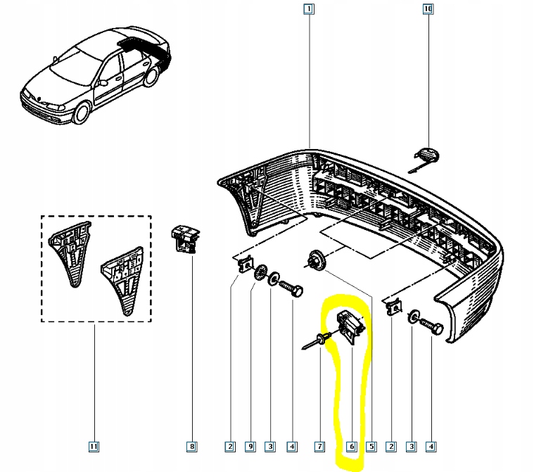 фото №6, Кронштейн бампера задняя renault laguna i 7700822117