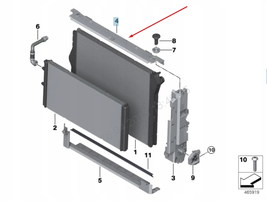 Bmw m4 f82 передня верхній прокладка радіатора 17117848788 7848788 2016 oem Зі Шроту