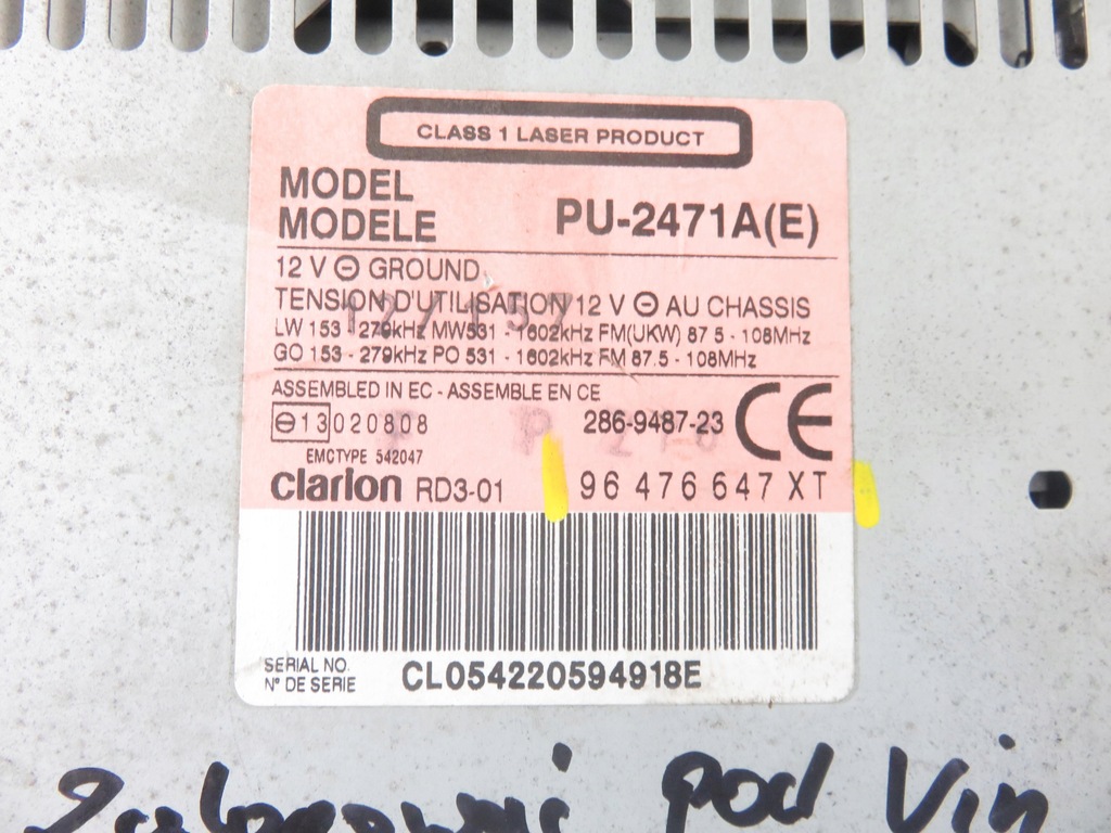 фото №8, Радио citroen c3 i 96476647xt