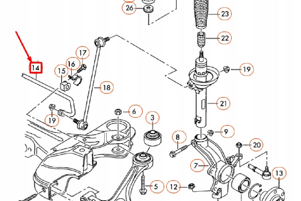 фото №10, Audi tt 8n передний стабилизатор 20mm новый оригинальный 1j0411305ae