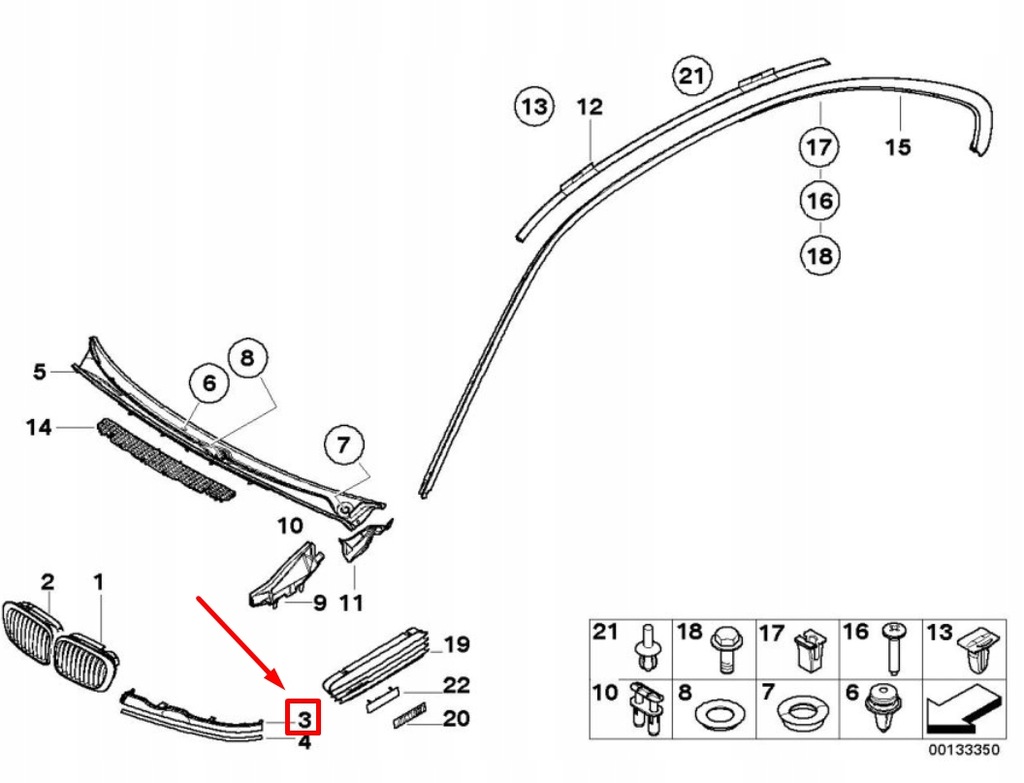 фото №10, Bmw 3 cabrio e46 молдинг нижня правого фара 7064332 51137064332