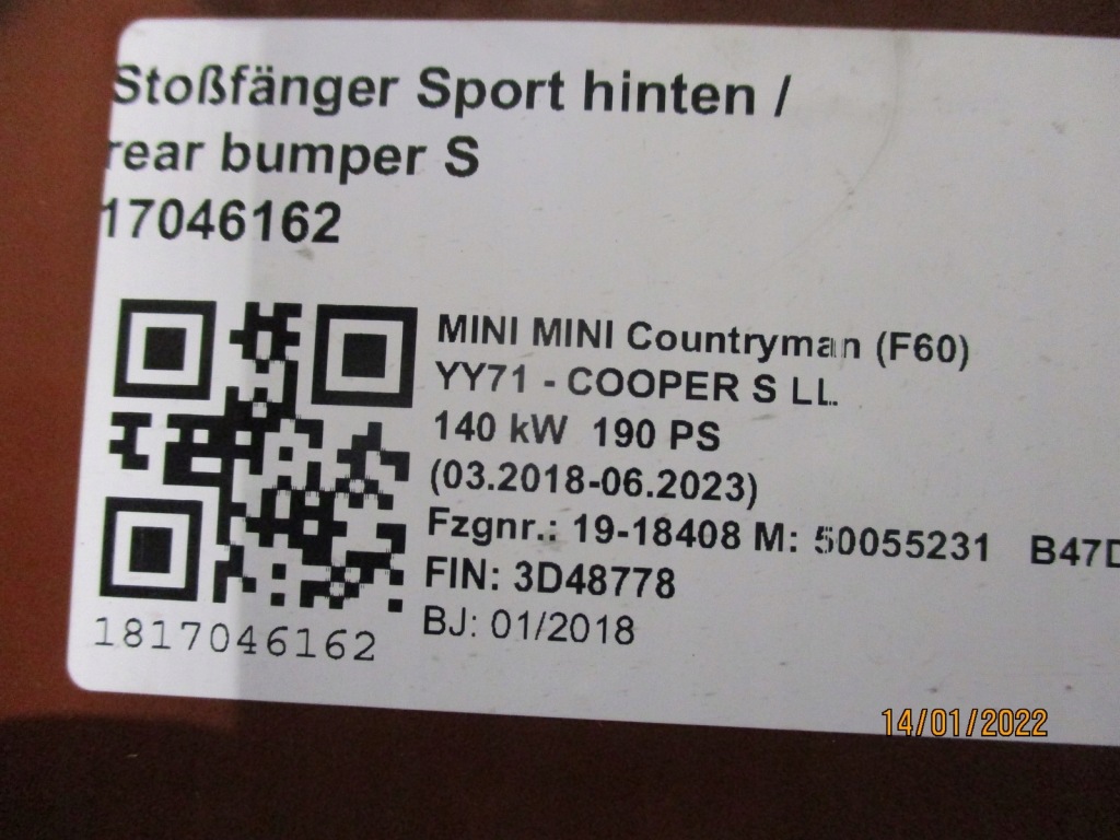 Бампер mini countryman f60 s 4x pdc задняя задний Цена