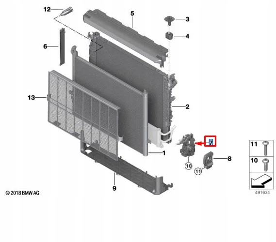 фото №7, Bmw 5 g30 нижний правый кронштейн радиатора 17118632124 8632124 oem