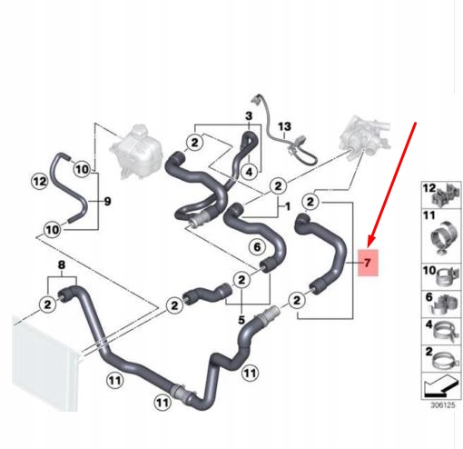 фото №7, Mini cooper clubman r55 wąż радіатора 17122754220 2754220 оригінальний