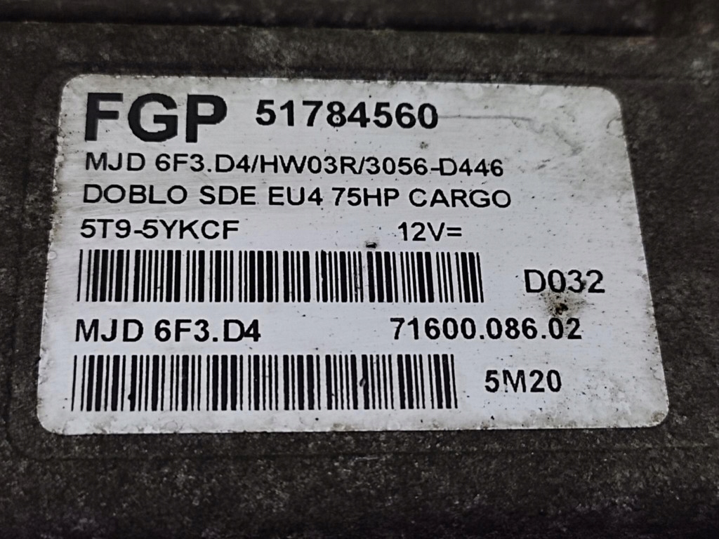 фото №5, Fiat doblo i 1.3 блок управления двигателя 51784560