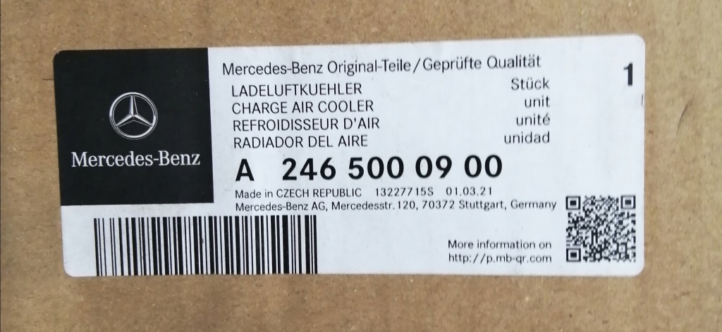 Mercedes-benz оригінальний номер a2465000900 радіатор повітря Зі Шроту
