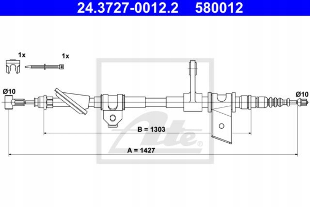 фото №1, Ate трос тормозная ручного задняя p alfa romeo 166 2.0-3.2 09.98-06.07