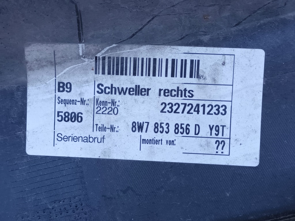 фото №11, Молдинг порог правая audi a5 ii 8w порог правый s-line