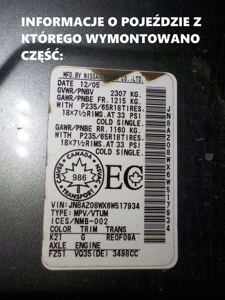 фото №8, Модуль подушок подушка безпеки nissan murano z50 98820cc20a