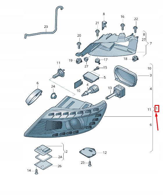 фото №1, Audi q7 4l передня частина left фара lhd 4l0941029ac