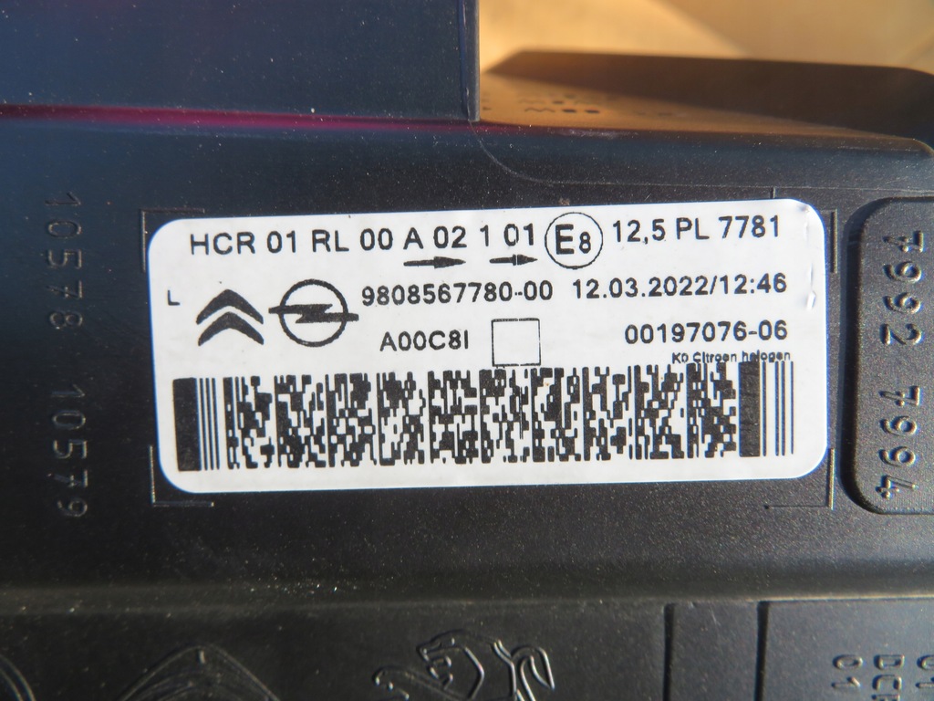 фото №14, Opel vivaro c iii jumpy iii 16- фара левый лампа левая 9808567780-00