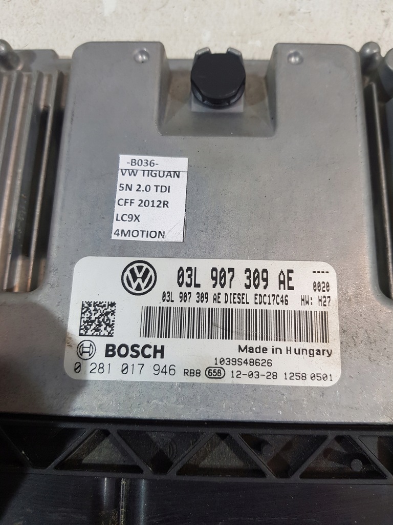 фото №9, Набір стартовий бортовий комп'ютер 03l907309ae vw tiguan 5n 2.0 tdi 12r eu cff