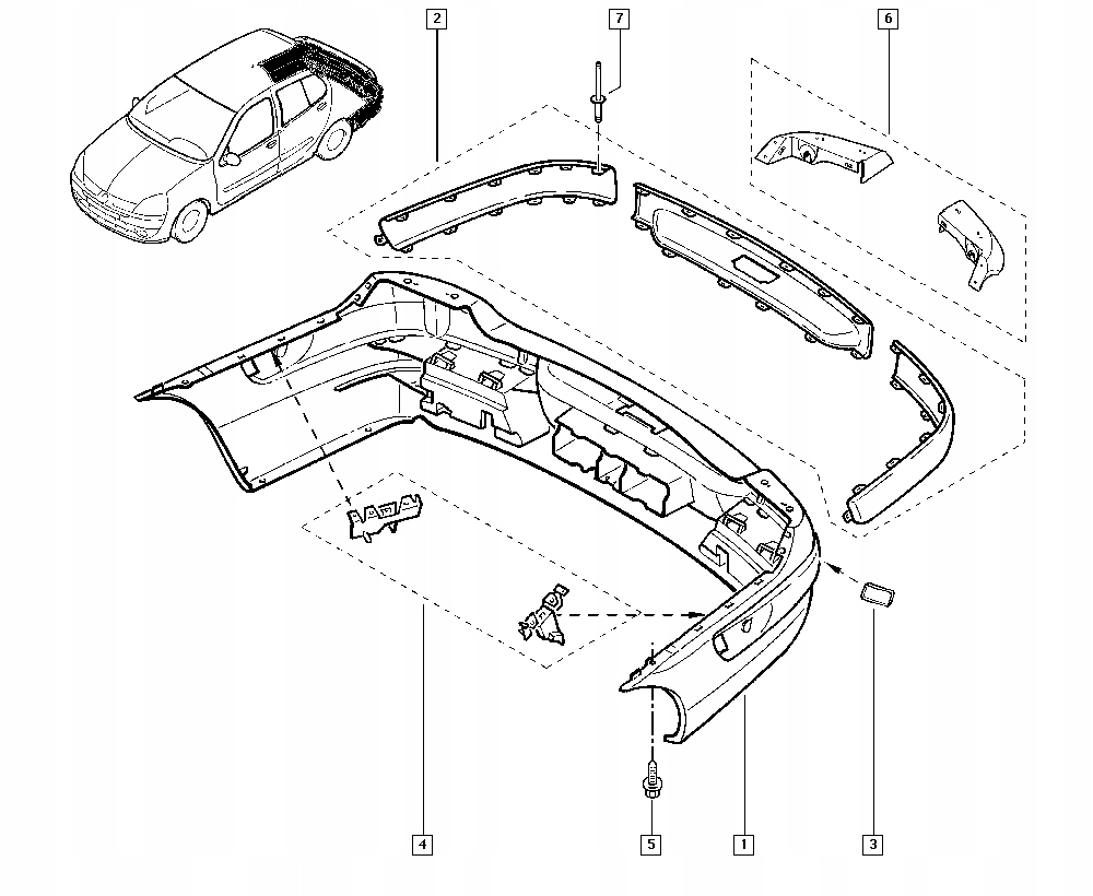 фото №1, Молдинг бампера 7701474471 renault clio ii 2