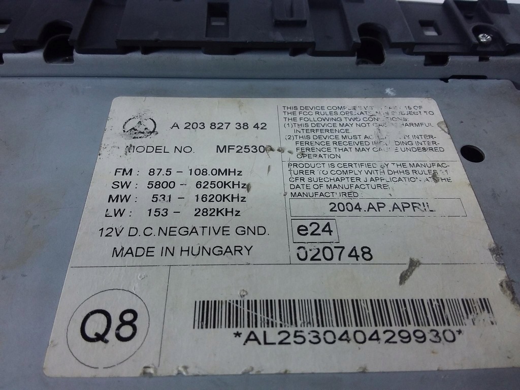 фото №4, Mercedes c w203 радио радиопроигрыватель a2038273842