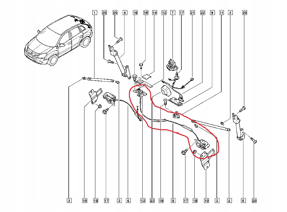фото №4, Засувка замок кришки лівий задня renault koleos оригінальний номер 905932234r