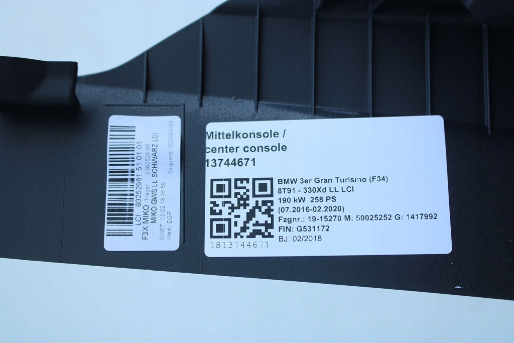 фото №10, Bmw 3 f34 тунель + підлокітник 9207357 gran turismo 51169207357 тунель центральний