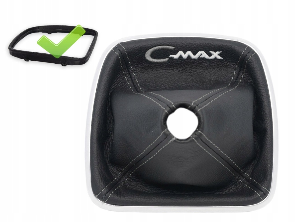фото №1, Ford c-max 2 2010-2019 чехол переключения передач кожа вышивка szary + рамка