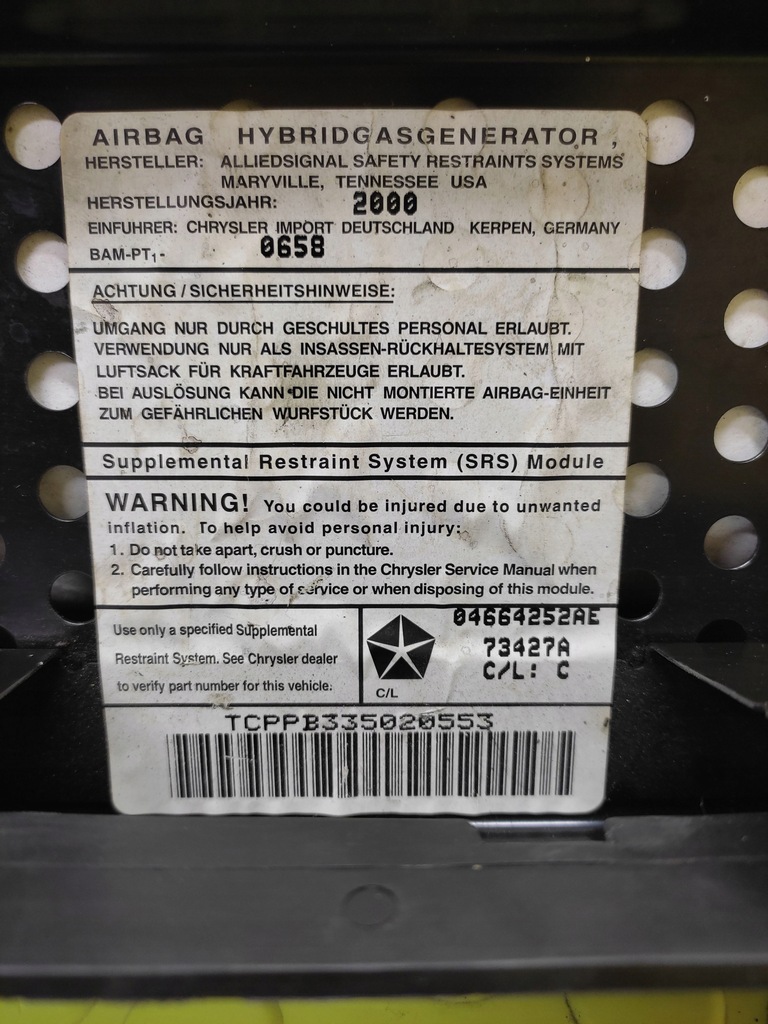 фото №9, Chrysler pt cruiser подушка безпеки подушка пасажира