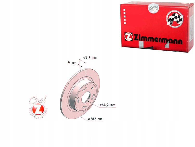 фото №1, Тормозные диски тормозные 2szt honda accord 08- задняя zimmerm