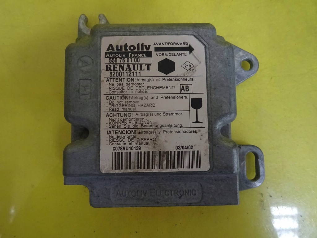 фото №1, Модуль датчик подушка безопасности renault kangoo 550760100 8200112111 nr281