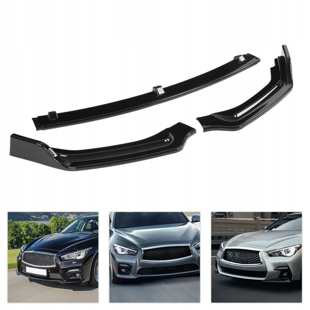 фото №8, 3pcs gloss black передняя часть drumiper сплиттер замена warg dla infiniti zj