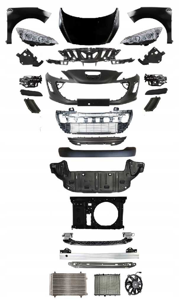 фото №1, Peugeot 308 2007-2011 kompletny перед бампер pas