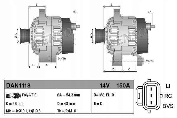 Генератор sc2 14v 150a ford c-max 07-,f Оригінал