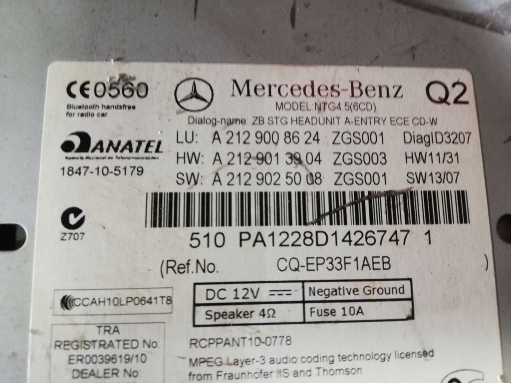 фото №2, 2129008626 радио mercedes w212