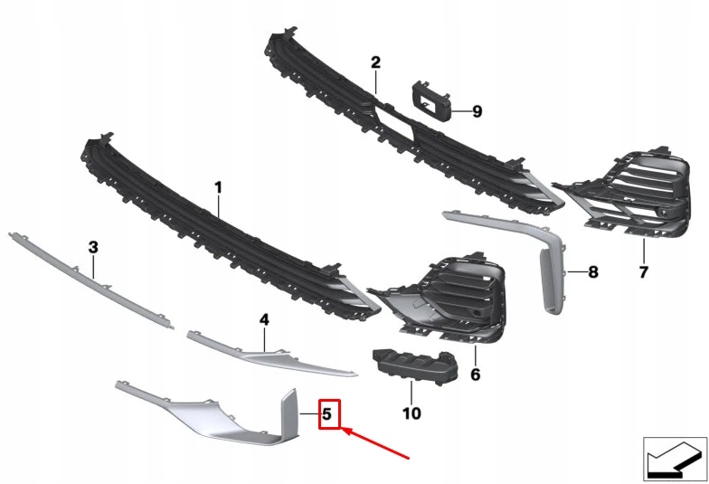 фото №10, Bmw x7 g07 нижня молдинг бампера передній правого 51117470330