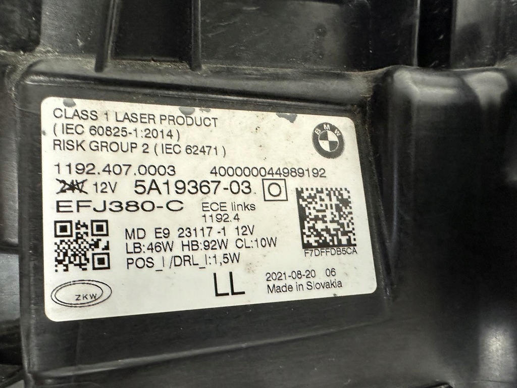 фото №9, Лампа перед передняя левая bmw 4 g22 g23 g26 laser 5a19367 europa idealna