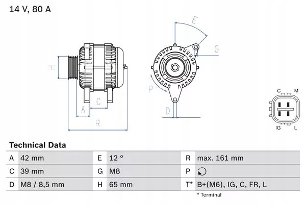Генератор 14v, 80a honda civic viii, jazz ii, j Цена