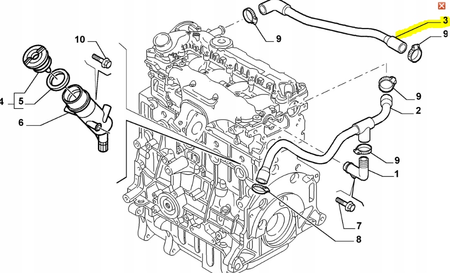 фото №7, Wąż вентиляционный крышка клапанов fiat ulysse оригинальный номер 1488010080
