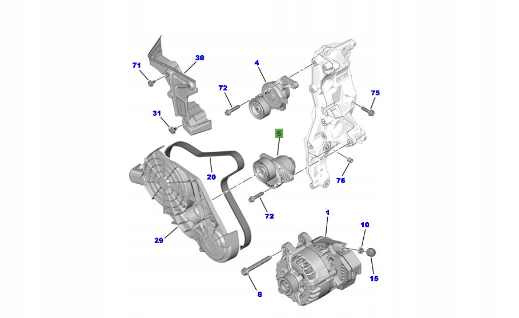 фото №1, Su001-b4971 ролик проміжна ремінь плоского генератора toyota proace 2,0