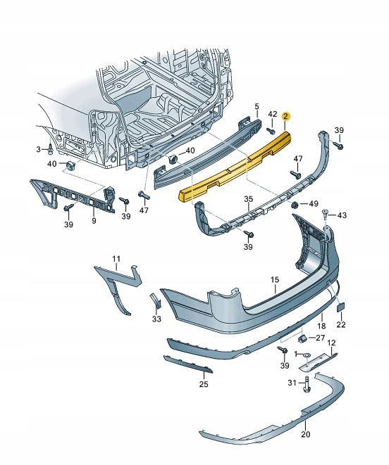 фото №1, Абсорбер пена бампера vw passat b6 variant задняя