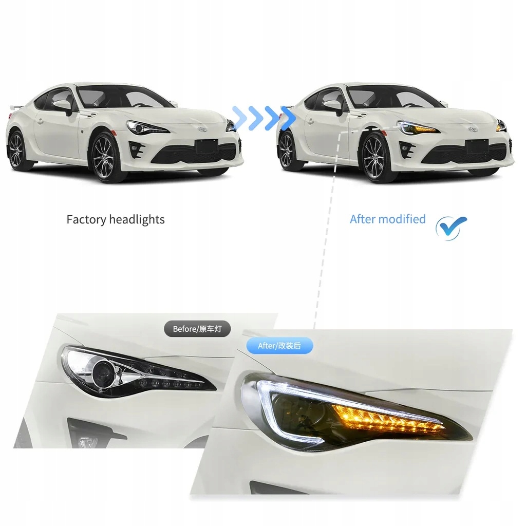 фото №14, Фары лампы kpl vland led neon тюнинг black toyota gt86 gt-86 frz brz