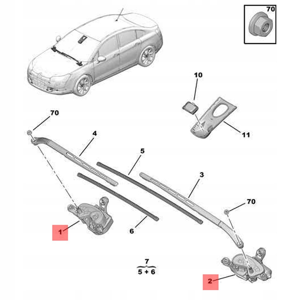 фото №12, Kpl. 2x оригінальний номер двигун двірник лівий i правий перед citroen c5 iii 6405lc