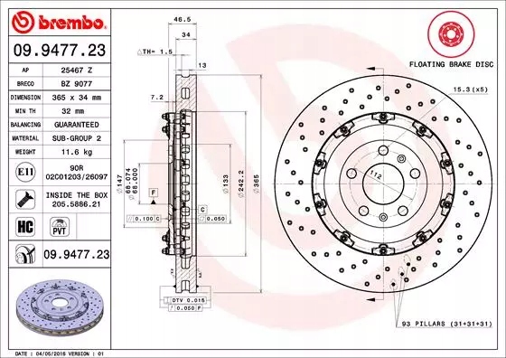 фото №6, Brembo тормозные диски перед audi a4 rs4 b7 365mm