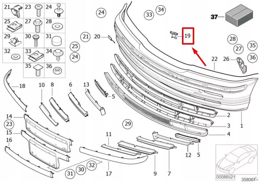 фото №10, New bmw 3 e46 передня частина бампер mounting гільза 51118211938 8211938