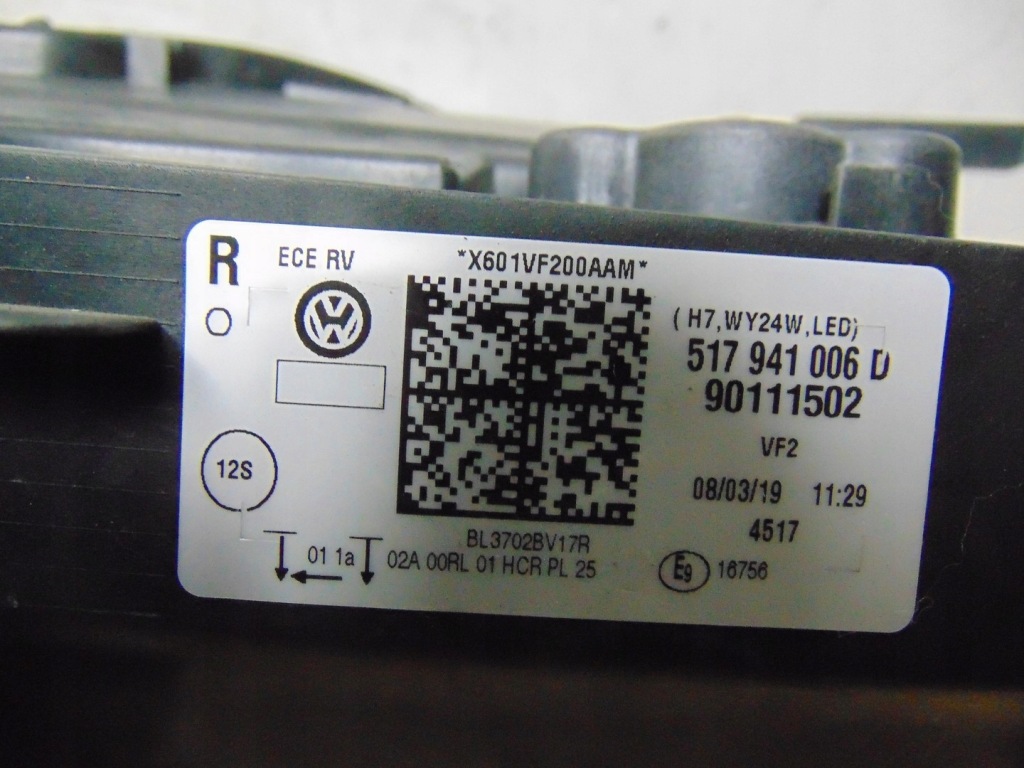 фото №16, Лампа правая vw golf vii lift sportsvan 517941006d europa