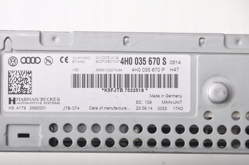 фото №8, Audi a8 d4 считыватель дисков навигации 4h0035670s