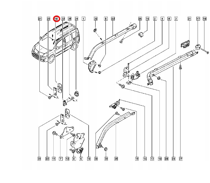 фото №3, Крепление засов дверь przes. trafic 01- kangoo ii оригинальный номер