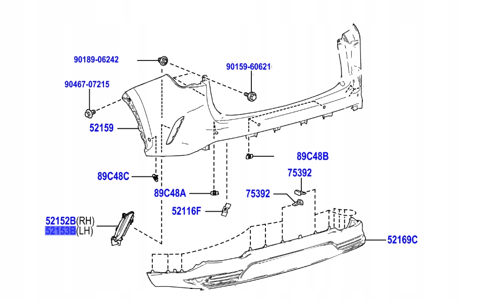 Купити 52153-78020 ліва решітка заглушка заднього бампера lexus nx 24-