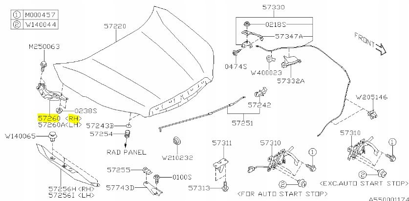 фото №1, Subaru оригинальный номер 57260sj0009p петля капот крышки двигателя