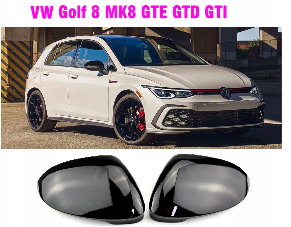 фото №1, Накладки корпус зеркал vw golf 8 mk8 viii gti r gtd чёрный блеск r-line