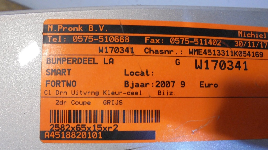 фото №6, Крила задня лівий a4518820101 smart fourtwo 451