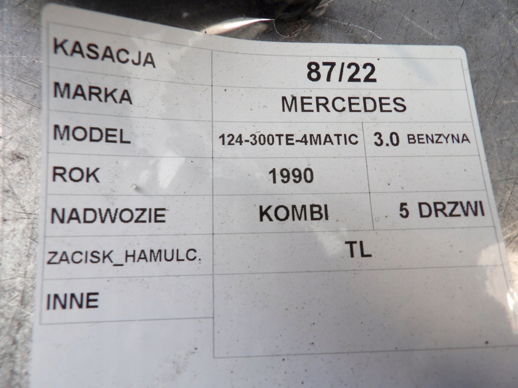 фото №4, Суппорт тормозной tl mercedes 124 4matic 3,0b